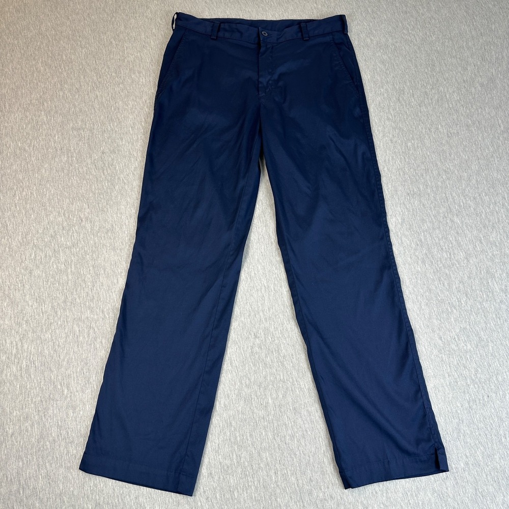 Nike Golf Dri-Fit Mens 33x32 Navy Blue Flat Front Golf Pants Chino Style